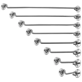 Edelstahl Sturmhaken/Türhaken – in 8 Größen wählbar – rostfrei & stabil – Türfeststeller für Fenster, Tore, Garten- & Innentüren (17cm)