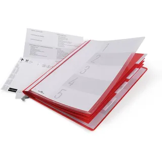 Durable Personalhefter A4 Hartfolie 5-fach-Register rot, Packung mit 5 Stück,