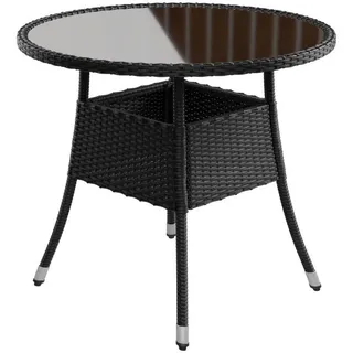 Juskys Yoro Polyrattan Gartentisch rund Ø 80 cm Schwarz