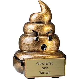 pokal-fabrik.de - witziger Pokal mit Gravur Wunschtext in Gold 9,5 cm- personalisierte Trophäe für den Loser/Verlierer - lustige Geschenke - Deko-Emoji in groß - Trost-Geschenk