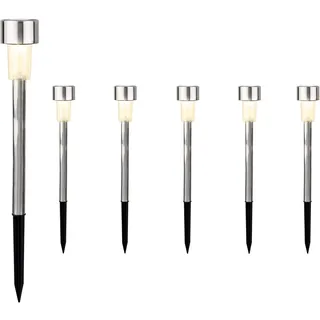 Lumineo LED Solarleuchte 24cm 6er Set für außen Garten Balkonkasten Dauerbetrieb 6h warmweiß - Solar Gartenleuchte Gartenstecker Solarstecker Stableuchte Kunststoff - Solarlampen & Gartenbeleuchtung