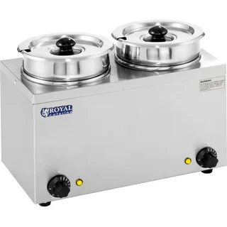 Royal Catering Bain Marie Rund Speisenwärmer Wasserbad Suppenstation Warmhalter 2 Behälter