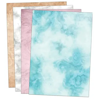 60 A4 Blatt buntes Marmorpapier, beidseitig bedruckt 90GSM marmoriertes papier Marmor Mix (Gemischt)