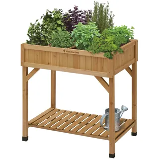 VegTrug® Kräuter Hochbeet - platzsparender Pflanzkasten für Balkon & Terrasse inkl. 8 Pflanztaschen - Frühbeet Kräutergarten 55 L Fassungsvermögen - Natur 78x58x80 cm