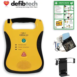 Defibtech –  Lifeline AED SG Defibrillator + Wandhalter, Safeset, Tasche & Hinweisschild Erste Hilfe