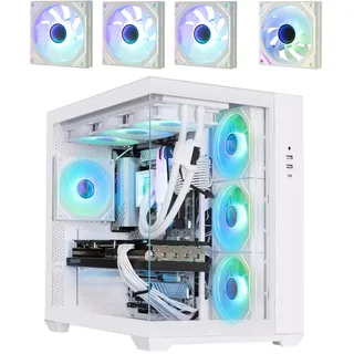 BitFenix AL118 High Airflow Dual Chamber PC Gaming Case White 4ARGB–Reverse Connection Motherboard Compatible–4xInfinity Mirroring ARGB Fans(3X Reverse)-360mm AIO/GPU 400mm Support