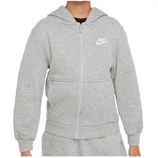 Nike Club Fleece French Terry Kapuzenjacke Kinder 063 dk grey heather/base grey/white M 137-147 cm