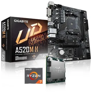 Aufrüst-Kit AMD Ryzen 7 5700 Prozessor, GIGABYTE A520M H Mainboard | Zusammengebaut inkl. BIOS-Update + Funktionskontrolle, Grafikkarte erforderlich