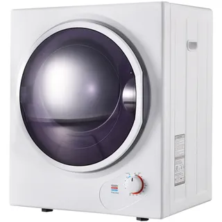 Merax Mini Ablufttrockner 2.5 kg, wandmontierbar, PTC-Keramikheizung, Edelstahltrommel, 200-Minuten-Timer, Doppelfilter, 65°C, leise 62 dB, Weiß