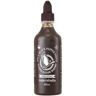 Flying Goose würzig schwarze Pfeffer Sauce, scharf, 455ml