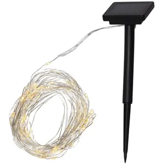Star Trading Lichterkette Kunststoff 19 m 200 LEDs warmweiß inkl. Dämmerungssensor silber