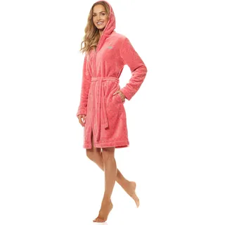 L&L-ZPPR 7119 Frottier Damen Soft Langarm Bademantel Reißverschluss Hausmantel Bademantel mit Kapuze für Damen Bademantel mit Reissverschluss Damen Kurz Sommer Morgenmantel(Amarant, X-Large) - XL