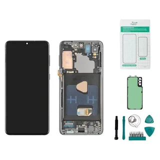 kaputt.de Samsung Galaxy S21+ 5G Display (mit Rahmen) Phantom Black (schwarz) - Set