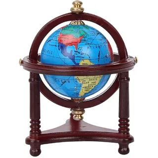 1:12 Puppenhaus Drehbarer Globus, Mini-Globus für Puppenhaus-Dekoration (Holz)