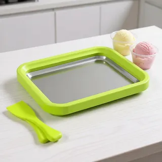 Eisplatte Eis Rolls, Rolled Ice Cream Maker, Eisplatte mit Spateln für Hausgemachte Gerollte Eiscreme, Gelato, Gefrorener Joghurt, Easy Clean