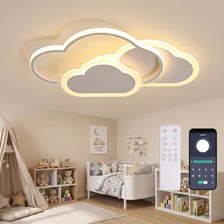 BLMYL LED Deckenleuchte Kinderzimmer, 62CM 48W Lampe kinderzimmer, Deckenlampe Kinderzimmer Dimmbar Wolkenlampe mit Fernbedienung 3000K-6000K, Deckenlampe für Wohnzimmer, Schlafzimmer