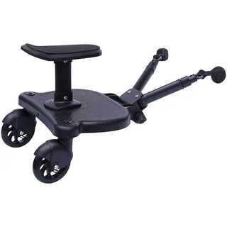 DOPBENT Buggy Board mit Sitz, Trittbrett für Kinderwagen Universal, für 3-7 Jahre alte Kinder, max. Belastung von 25kg, Schwarz