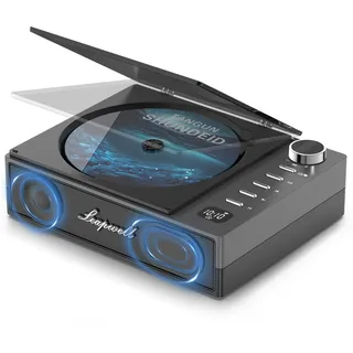 CD Player Tragbar, Leapwell Tragbarer CD Player Bluetooth mit Lautsprecher, Portable CD Player Kinder Klein mit Fernbedienung, CD Spieler Anti-Skip mit Kopfhörer Schwarz