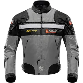 BORLENI Motorradjacke Herren Motorrad Jacke Winddicht mit Protektoren Protektoren Jacke Roller Biker Touren Damen Grau M