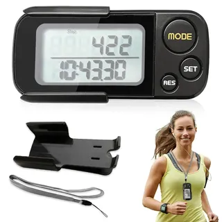 Aoreun Schrittzähler zum Gehen, Digitaler 3D Schrittzähler Fitness Tracker Pedometer mit Clip und Band ohne App und Handy Entfernung, Kalorien, 30 Tage Speicher, kein Bluetooth für Damen Herren Kinder