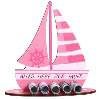 Taufgeschenke für mädchen,Taufgeschenke Mädchen Rosa Holz,Geburt Taufe Geldgeschenk,Taufe Geschenk für Mädchen und Jungen-19x19cm (Rosa)