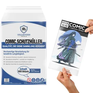 Collectors Shield | Comic Schutzhüllen – Current Size (176 × 270 mm) – 100 Stück – Transparente Schutzfolien für Comics – Comic Bags