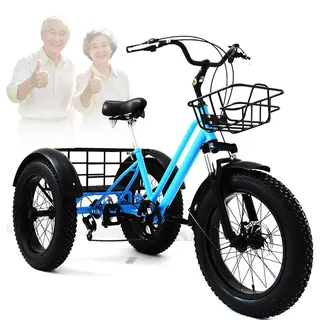 DHsdlpLU 20-Zoll-Dreirad für Erwachsene, Komfortables Fahren, Scheinwerfer, LCD-Display, Gepäckkorb hinten, Verstellbarer Sattel, max. Belastung: 200 kg