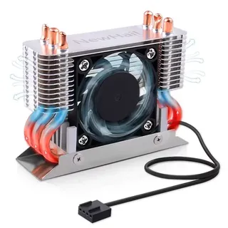 NewHail M.2 2280 SSD Kühler Kühlkörper mit 40mm PWM Lüfter, Kupfer Heat Pipes und Thermal Pad, SSD Kühler für M.2 2280 NVMe und SATA SSD