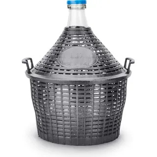 WEINBALLON AMBROSIO Gärballon Glasballon Korbflasche Ballonflasche 10 L - Schwarz