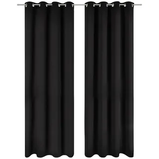 Blumtal Thermo-Vorhang Ösen 140 x 265 cm Schwarz 2 St.