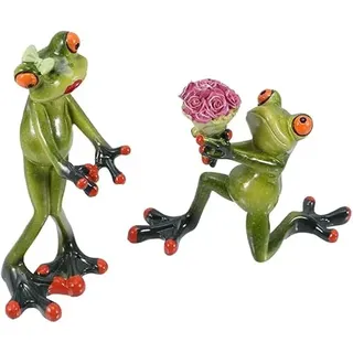 Norhogo Frosch Figur Statue, Deko Frosch-Paar, Lustig Harz Froschpaar Deko Desktop Ornamente für Fee Garten Büro Dekoration Hochzeit Geburtstag