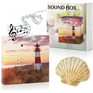 Nordstern Sound Box mit Meeresrauschen für Entspannung und Ruhe - Musikbox mit Bewegungssensor & Lautstärkeregler - 12 x 12 cm