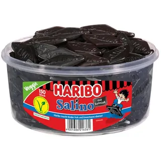 HARIBO Salino, würzig und gesalzen, 150 Stück, wiederverschließbare Dose, ohne künstliche Farbstoffe, 1,2 kg