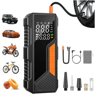 AKKEE Akku-Luftpumpe Elektrische Luftpumpe, wiederaufladbare Luftpumpe, Mini Kompressor, elektrische Luftpumpe mit Licht schwarz