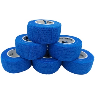 PintoMed Selbstklebender Finger Verband, Gedehnt – 6 Blau x 2,5 cm x 4,5m Kohäsive Bandagen Rollen, Haftbandage, Fixierbinde selbsthaftend, Sport Tape, Handgelenk, Bein, Arm, Vet Wrap