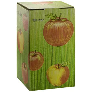 DeTec Bag in Box Karton Apfeldekor Apfelsaft Faltkarton Schachtel Most Saftkarton für Saftlagerung 3-5 - 10 Liter Füllmenge (5 STK, 10 Liter)