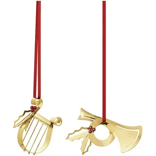 Georg Jensen Christbaumschmuck, Weihnachtsschmuckset Harfe & Horn