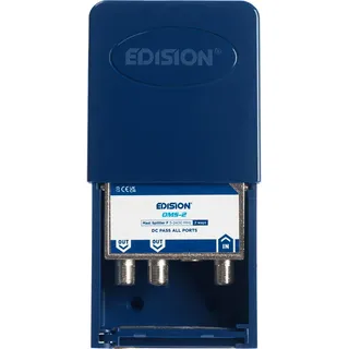 EDISION OMS-2 SAT-Verteiler 2-Fach MAST Outdoor, geignet für TV, Satellit, Kabel-Fernseher, Radio, Unicable, Frequenzbereich 5-2400Mhz, DVB-S2, DVB-T2, DVB-C, DC Durchgang, Wetterfestes Gehäuse