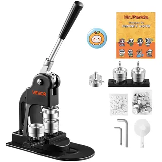 Vevor Buttonmaschine 32 mm Knopfmachermaschine mit Kreisschneider Zauberbuch Sechskantschlüsseln für DIY-Anstecker Pins Kühlschrankmagnete & Schlüsselanhänger