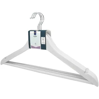 METRO Professional Kleiderbügel, Lotusholz, 44.5 x 1.2 x 23 cm, rutschfest, weiß, 3 Stück