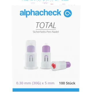 Alphacheck TOTAL Sicherheits-Pen-Nadel 30G x 5 mm | Packung (100 Stück)