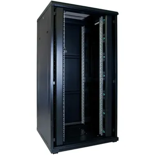 DSIT 32HE 19” Serverschrank mit Glastür (BxTxH) 800 x 800 x 1600mm - Schwarz - Traglast 800 kg