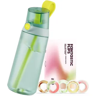 AIR UP Trinkflasche Click Turtle Green Original Starterset mit Pods in 5 Geschmacksrichtungen | 600ml Trinkflasche mit zuckerfreiem Geschmack | spülmaschinengeeignet, BPA-frei