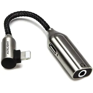 Auxlight AUX Adapter für iPhone | Kopfhörer & Laden, Kabel, 2in1 Splitter, Lightning auf 3,5 mm Klinke, 3.5mm Dongle, Audio Adapter für iPhone 13, 12, 11, Pro, XS, X, XR, 8 & 7, kompatibel mit iOS 15