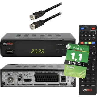 [ Test SEHR GUT, Note 1.1 *] AXRED S90 Plus HD Sat Receiver + Satkabel, mit Aufnahmefunktion, HD fähig, Digital Sat-Receiver für Satellitenschüssel Satelliten Satellit Fernseher, HD-Receiver, HDTV