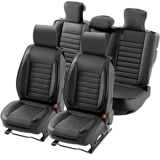 Vevor VEVOR-Sitzbezüge, universelle Autositzbezüge, komplettes Sitzset, Vorder- und Rücksitz, 9-teiliger Kunstleder-Sitzbezug, halbgeschlossenes Design, abnehmbare Kopfstütze und Airbag-kompatibel