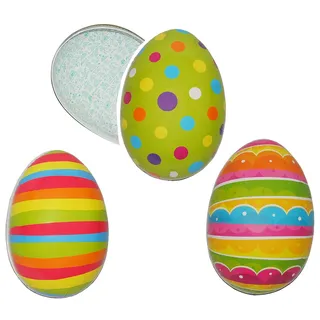 alles-meine.de GmbH Füll - Pappei 9 cm - Kunterbunt - Punkte Streifen - bunt Gepunktet - Osterei/Ei zum befüllen - Deko Pappe Papp Pappeier Dekoei Pappostereier Füllen - Modern..