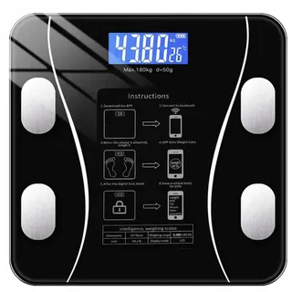 ruhhy Personenwaage App 180 kg Bluetooth Elektronisch BT Intelligent mit LED-Display 22525