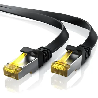 Primewire LAN-Kabel CAT.7, RJ-45 (Ethernet), CAT 7 Flachband U/FTP Gigabit Netzwerkkabel 10 Gbit/s Patchkabel - 10m