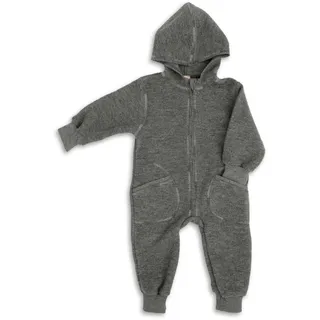 Engel Wollwalk Overall Baby & Windel Blaubaer - Walkoverall baby mit Kapuze 100% Schurwolle (kbT) - Baby WollwalkTemperaturregulierend, Hautfreundlich, Bio-Merinoschurwolle, Mit Reißverschluss - 74-80